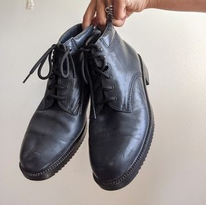 90s leather navy blue chunky combat boots